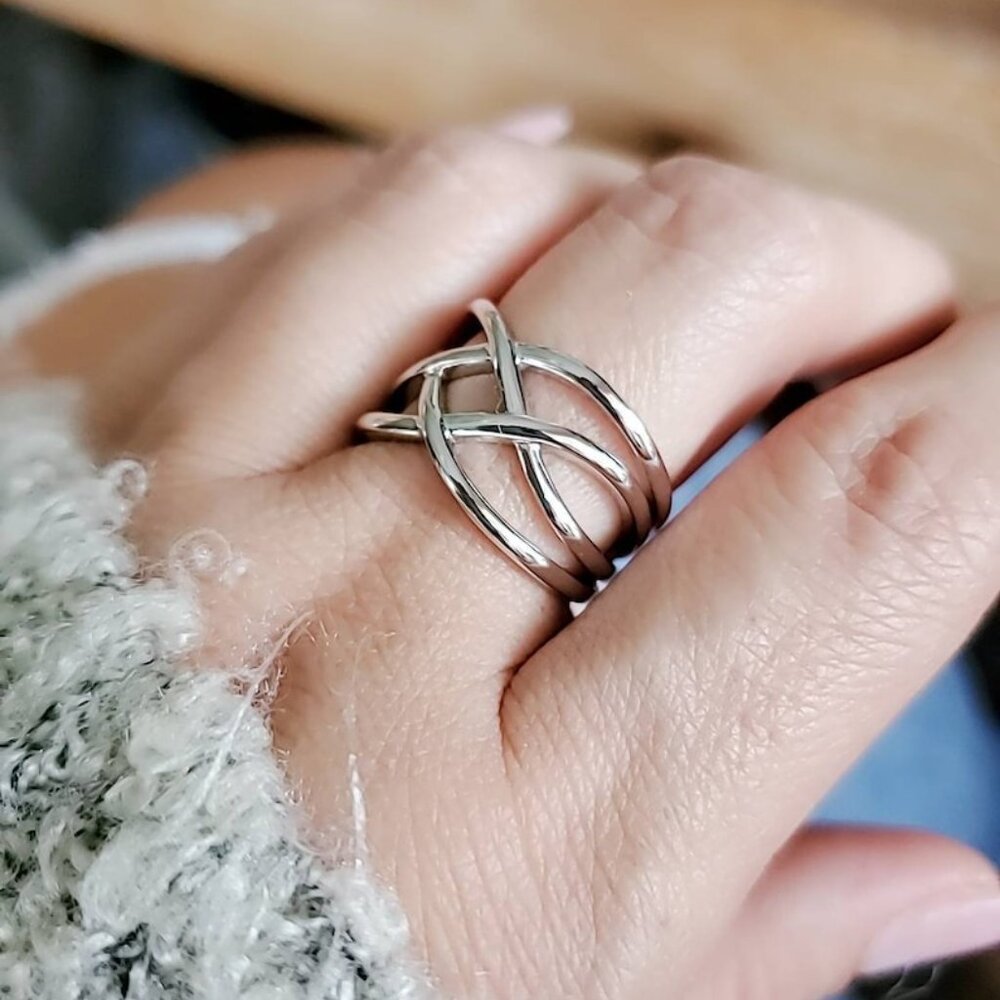 Solid Sterling Silver Women's Ring, Bold Ring, 925 Stamped, Boho Thumb Band,